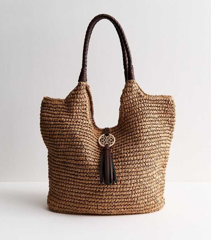Stone Woven Plaited Handle Bag