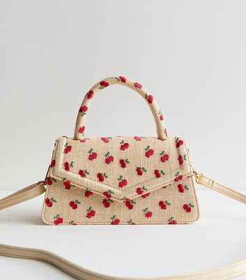 Stone Cherry Embroidered Top Handle Bag