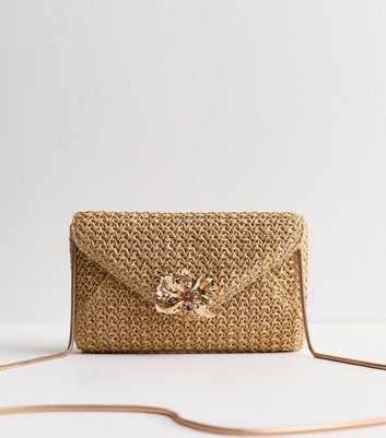Stone Woven Flower Embellished Clutch