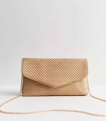 Stone Woven Envelope Clutch