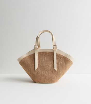 Stone Woven Trapeze Handbag