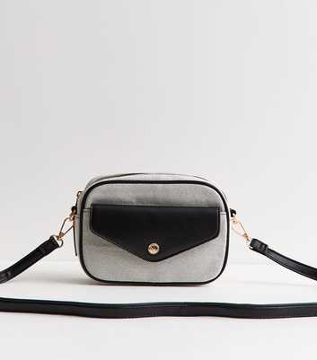 Black Canvas Front Pocket Crossbody Bag