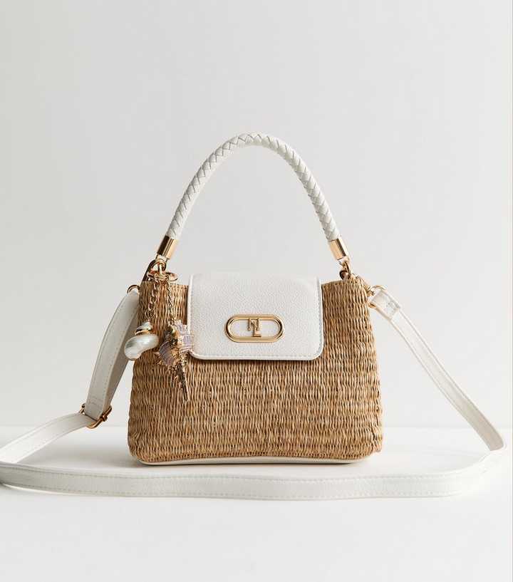 Stone Woven Plaited Handle Crossbody Bag