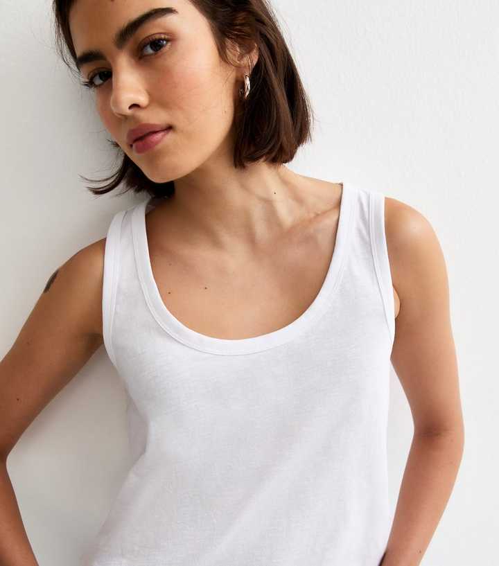 White Relaxed Scoop Neck Vest