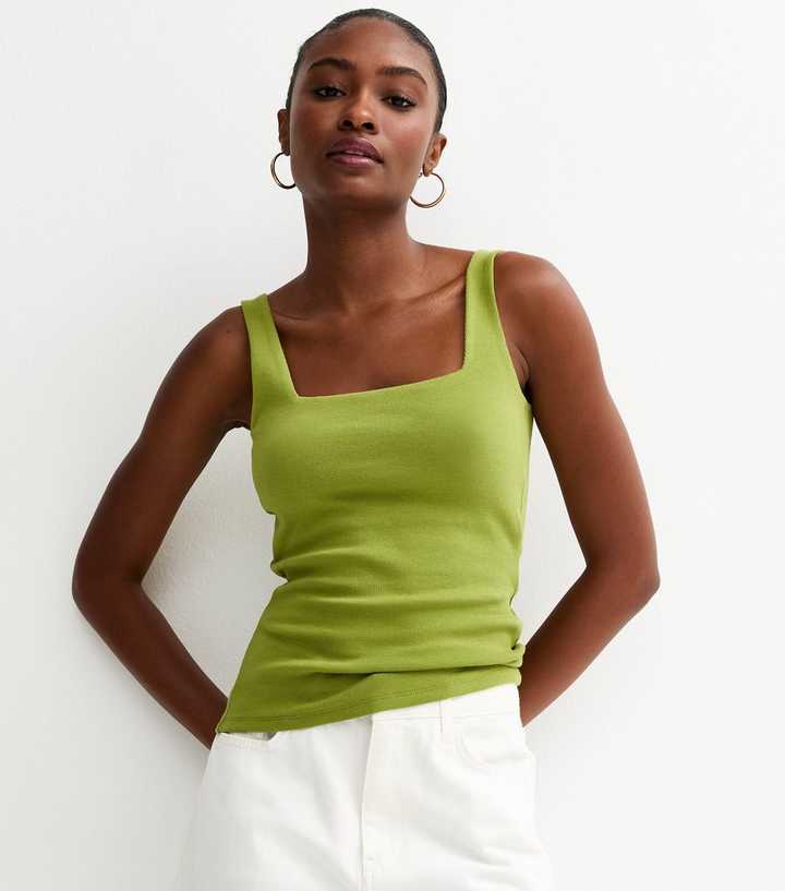 Premium Light Khaki Square Neck Top
