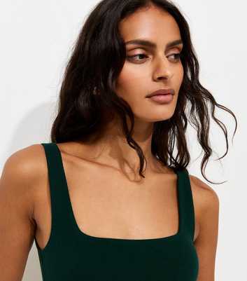Premium Dark Green Square Neck Top