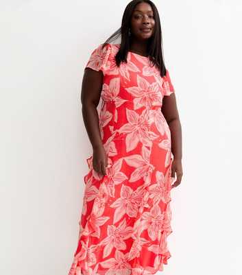 Curves Bright Pink Orchid Chiffon Midi Dress