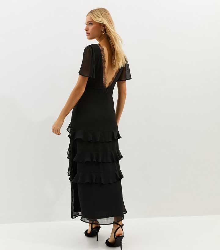 Black Chiffon Lace Tea Maxi Dress | New Look