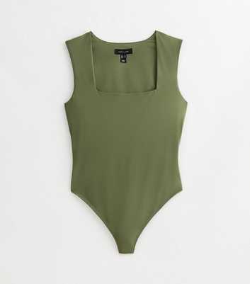 Dark Khaki Slinky Square Neck Sleeveless Bodysuit