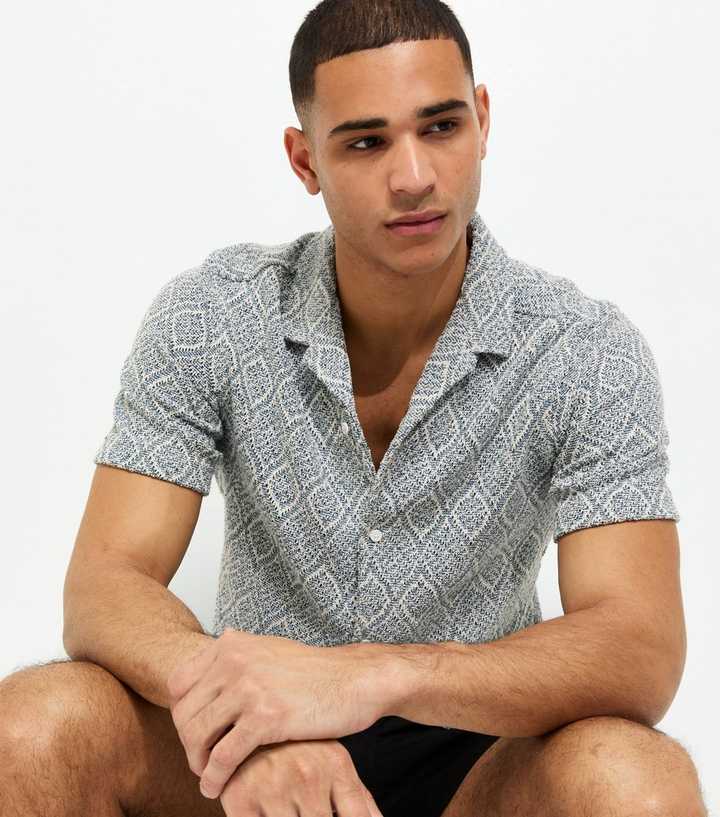 Blue Regular Diamond Knit Shirt