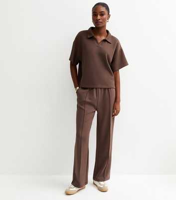Premium Dark Brown Short Sleeve Rugby Top