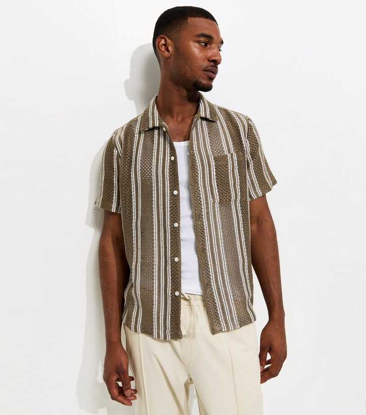 Light Khaki Textured Stripe Shirt