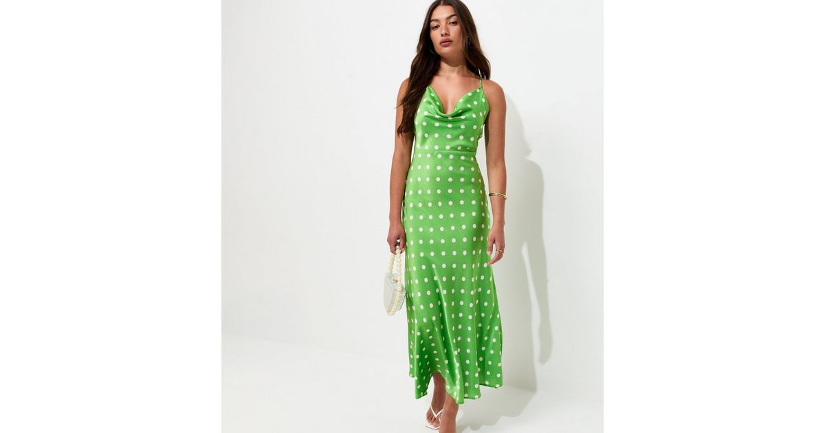 green emerald velvet dress Green Polka Dot Kennedy Midi Dress