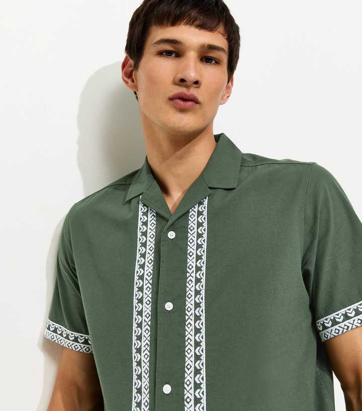 Green Regular Border Embroidered Shirt