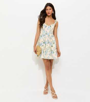 Cream Floral Corset Style Mini Dress