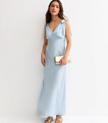 modern filipiniana dress blue Blue Satin Pleated Bodice Puff Sleeve Midi Dress – PinkBlush