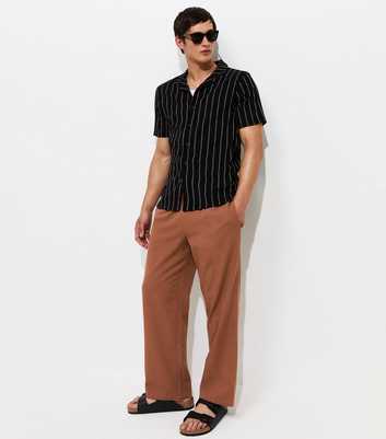 Rust Regular Cotton High Waisted Wide Leg Trousers