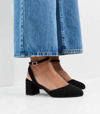 Wide Fit Black Closed Toe Heeled Sandals