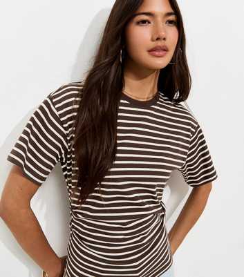 Cream and Dark Brown Striped Corset Top