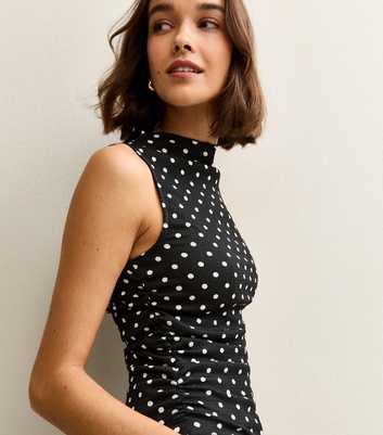Black Polka Dot Textured Grow On Sleeveless Top