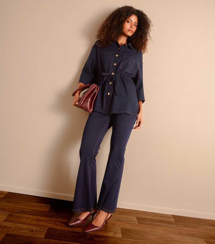 Blue Vanilla Dark Blue Denim-Look Shirt Jacket