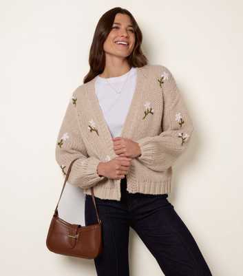 Blue Vanilla Stone Embroidered Daisy Cardigan