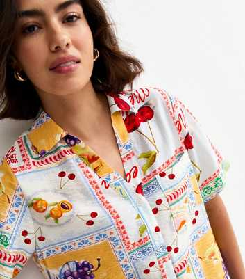 Multicoloured Mediterranean Print Short Sleeve Shirt