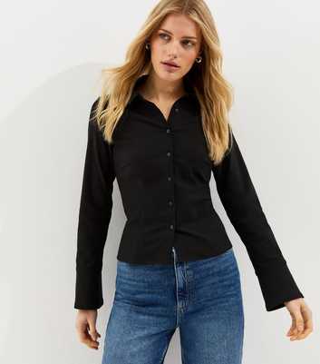 Black Fitted Long Sleeve Shirt