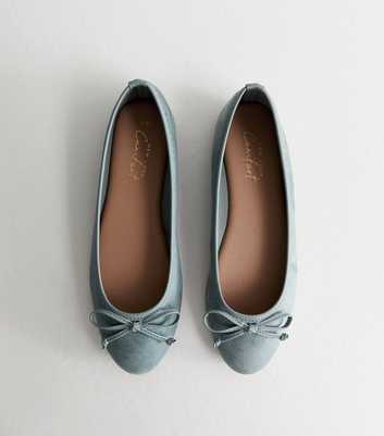 Light Blue Faux Suede Ballerina Pumps