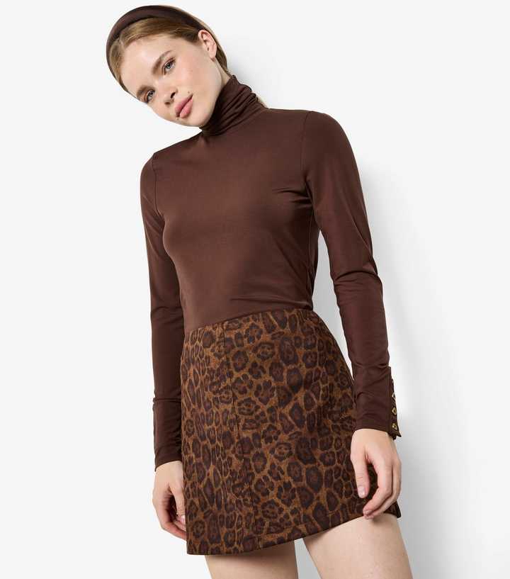 Apricot Faux Suede Mini Skirt