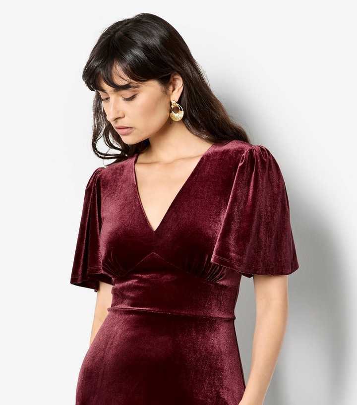 princess polly baby blue dress Burgundy Velvet Bandeau Fold Over Mini Dress main image 1
