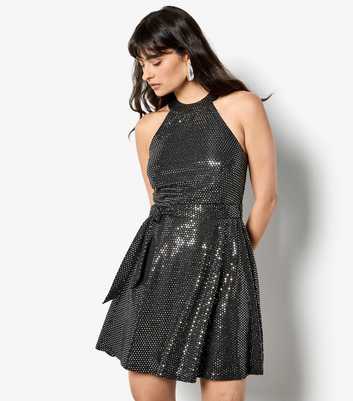 Apricot Black Heatseal Halterneck Dress