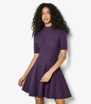 Apricot Dark Purple Fit and Flare Dress