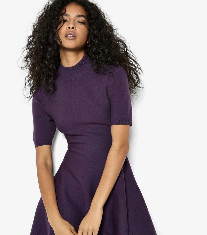 Apricot Dark Purple Fit and Flare Dress Apricot Dark Purple Fit and Flare Dress
