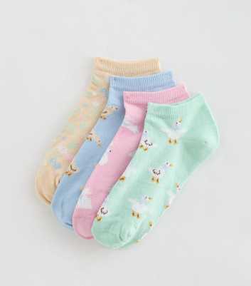 Pack of 4 Multicolour Animal Patterned Trainer Socks