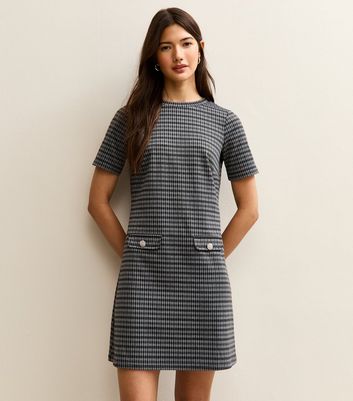 Blue Check Jacquard Mini Dress | New Look