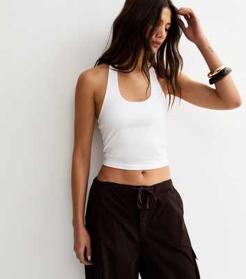 White Jersey Halter Neck Top