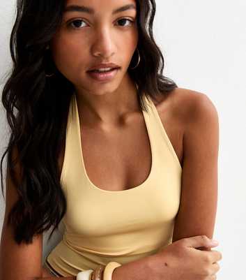 Light Yellow Jersey Halter Neck Top