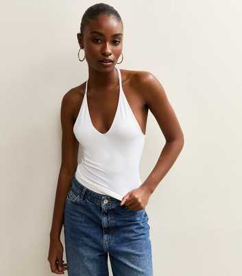 White Slinky Halter Neck Top