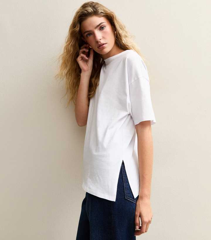 White Side Split T-Shirt