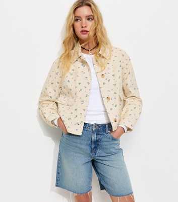 Cream Cotton Ditsy Floral Shacket