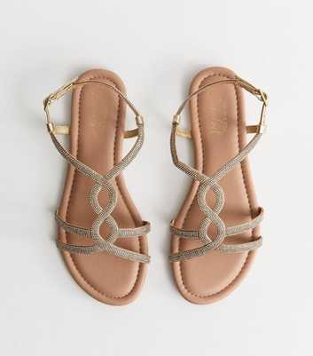 Gold Embellished Round Toe Sandals