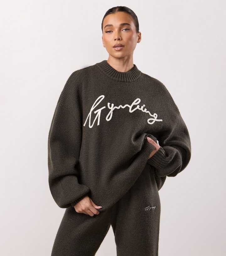 Gym King Dark Khaki Ribbed Knit Sweatshirt
