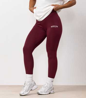 Gym King Burgundy Powered By Belief Jersey Leggings