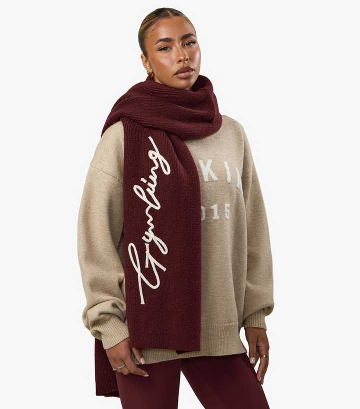 Gym King Burgundy Ribbed Knit Scarf