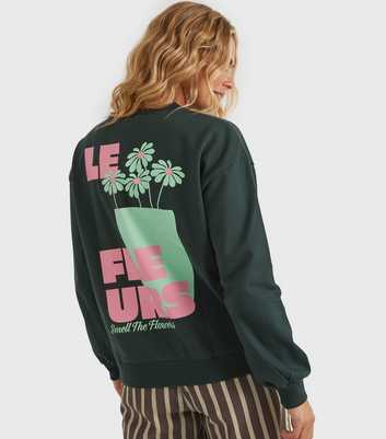 Custard Clothing Dark Green Les Fleurs Sweatshirt