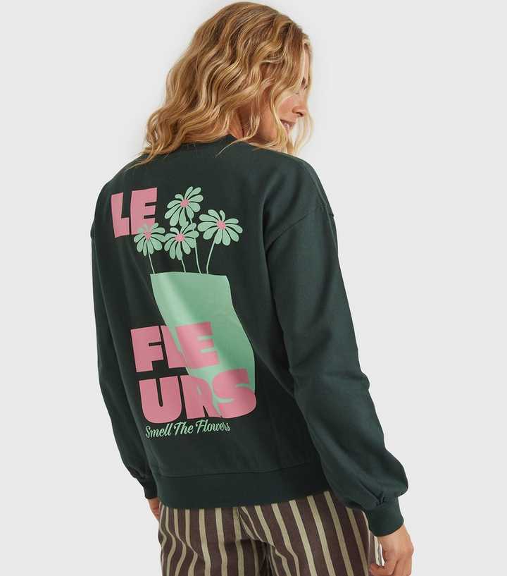 Custard Clothing Dark Green Les Fleurs Sweatshirt