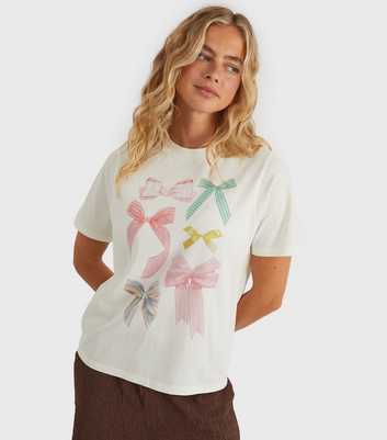 Custard Clothing White Bow Print T-Shirt