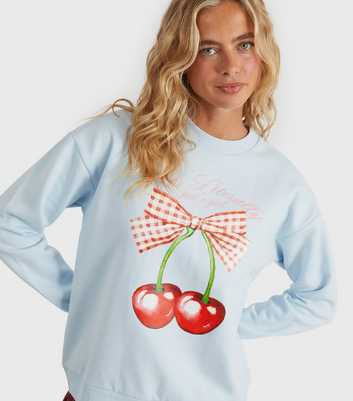 Custard Clothing Blue Cherry Print Logo Sweatshirt