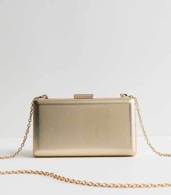 Gold Faux Leather Box Clutch